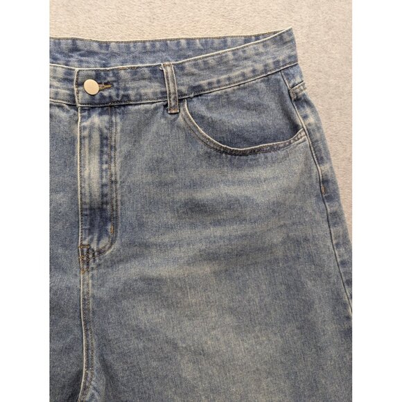 Cider Jeans Womens 3XL Blue Light Wash Wide Leg Cropped High Rise Denim Zip Fly - Picture 3 of 14